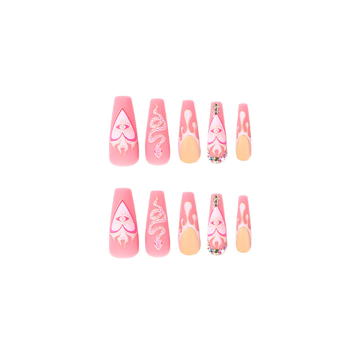 Artful Nail Extensions with Snake and Flower Decoration Bowlift