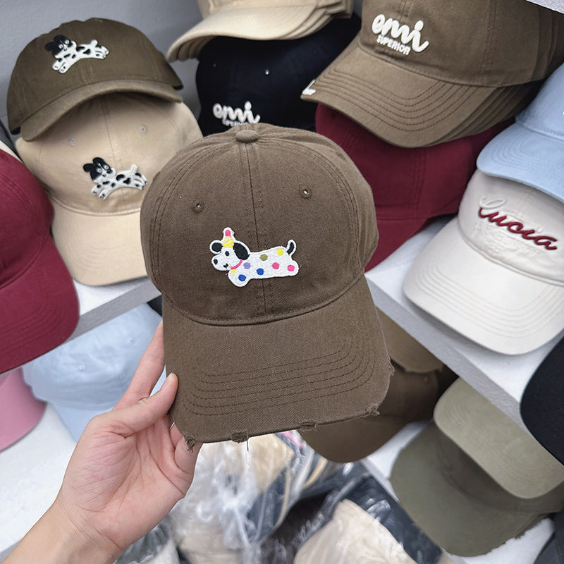 Women's Cute Embroidered Dog-Themed Baseball Cap Bowlift