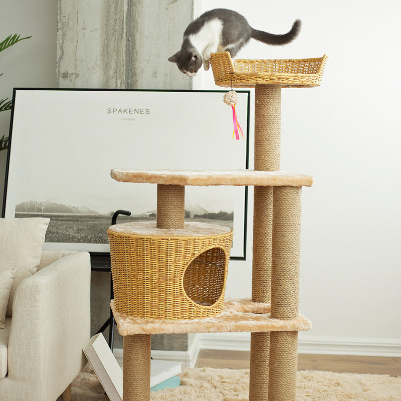 Cat furniture tree with natural rattan elements Bowlift