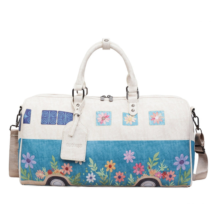 Floral Print Canvas Duffle Bag Bowlift
