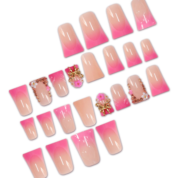 Glamorous Floral Press-On Nail Extensions Bowlift