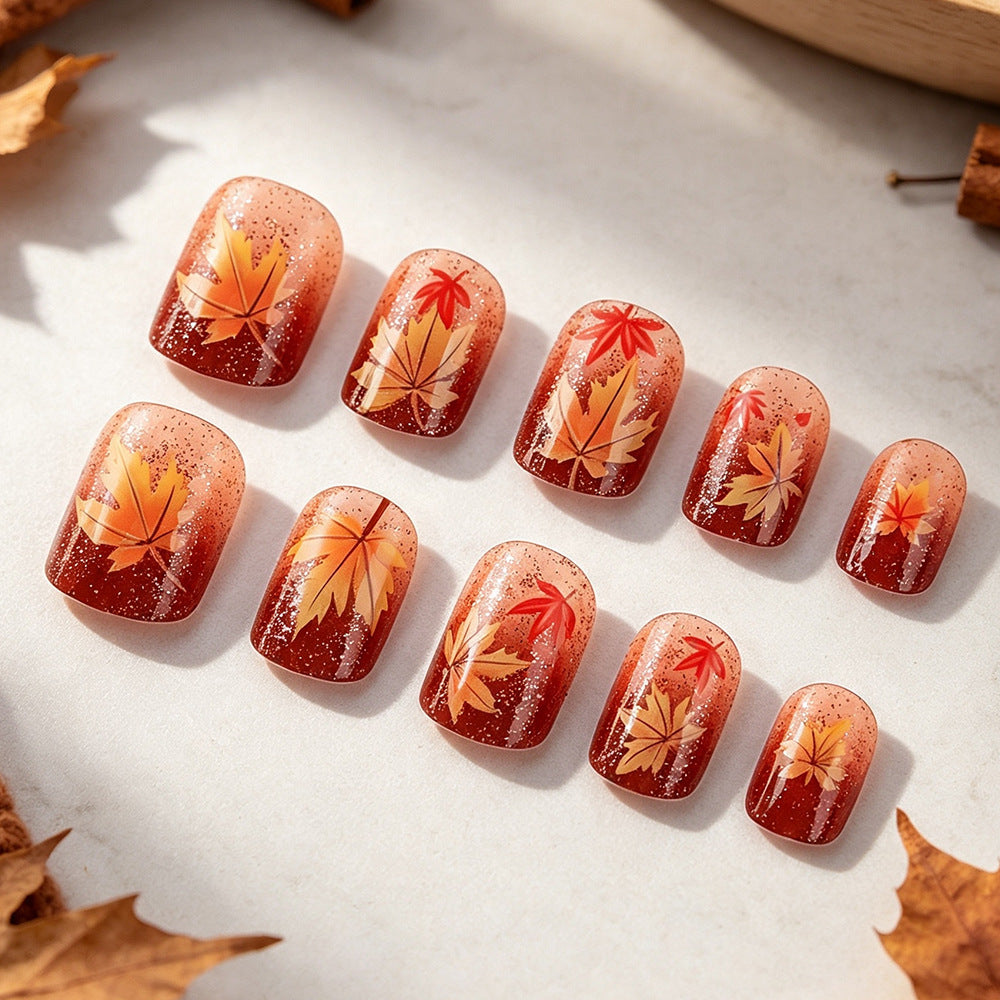Autumn-Themed Gel Nail Art Bowlift