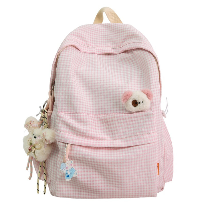 Cute Checked Pattern Backpack