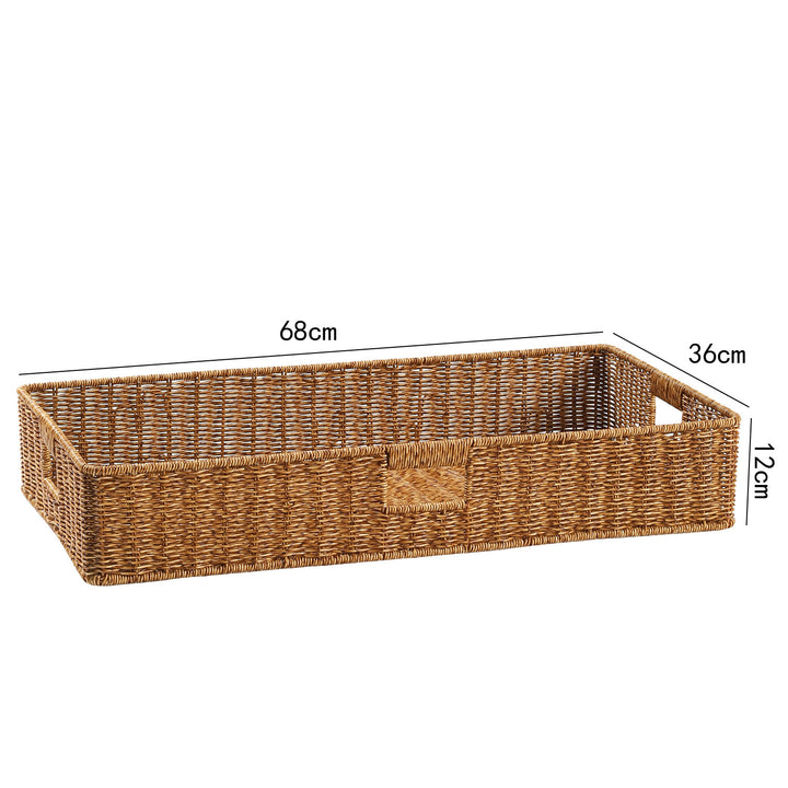 Handwoven Rectangular Storage Basket with Cut-Out Handles Bowlift