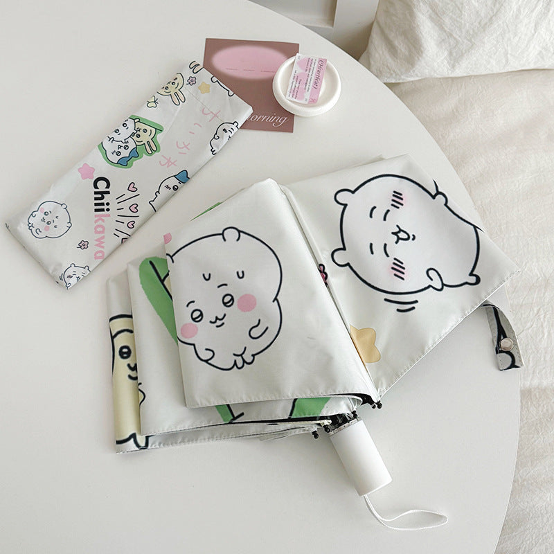 Women's Foldable Umbrella with Cute Cartoon Designs Bowlift