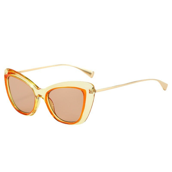 Ladies Cat-Eye Sunglasses with Elegant Metal Frame Bowlift