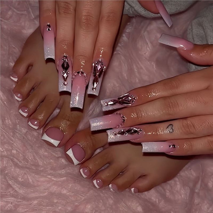 Glamorous Rhinestone-Detailed Press-On Nail Set Bowlift