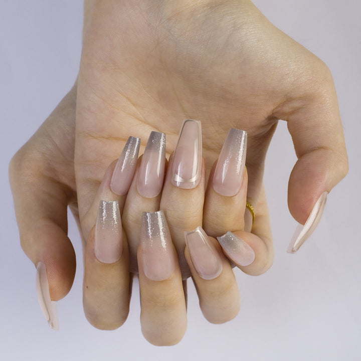 Artificial nails with glitter tip and high gloss finish Bowlift