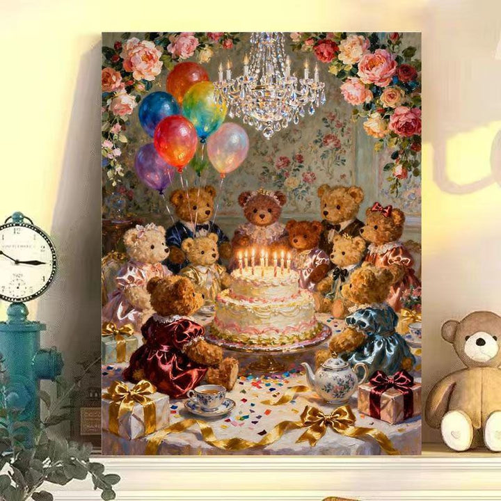 Whimsical Rabbit Scene Canvas Art Print Bowlift