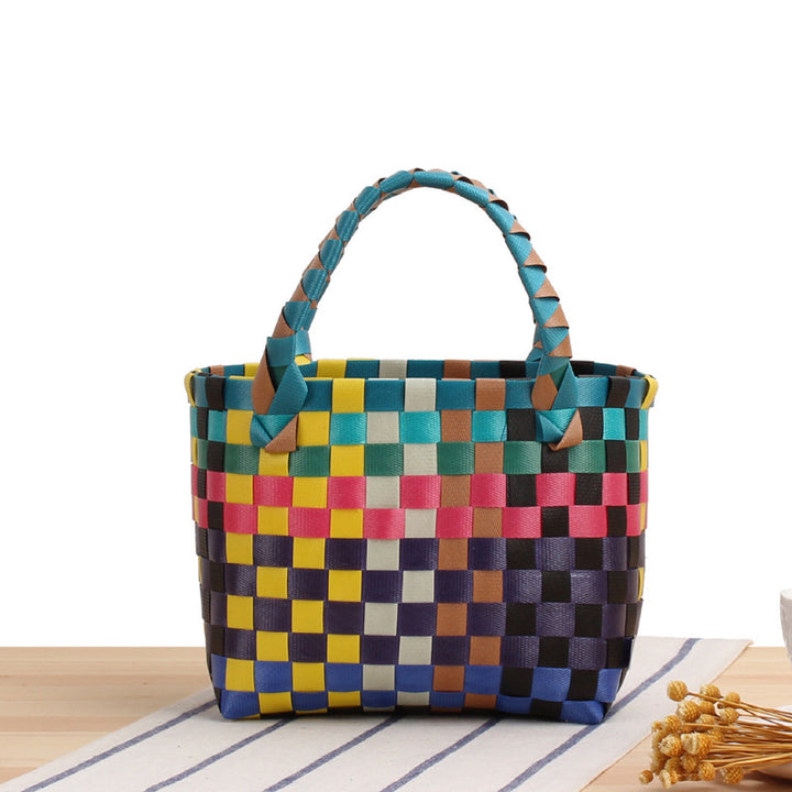 Handbag made of woven material with a stylish check pattern Bowlift