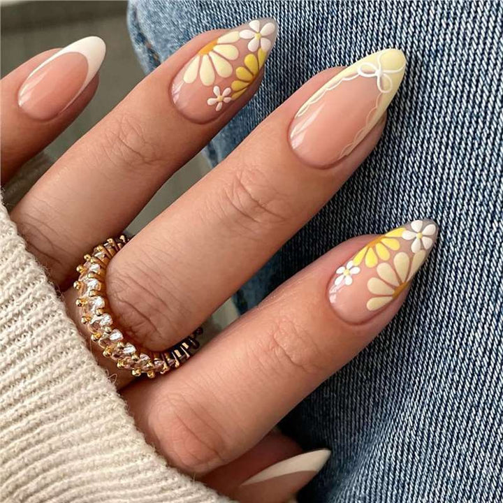Detailed Floral Press-On Nails Bowlift