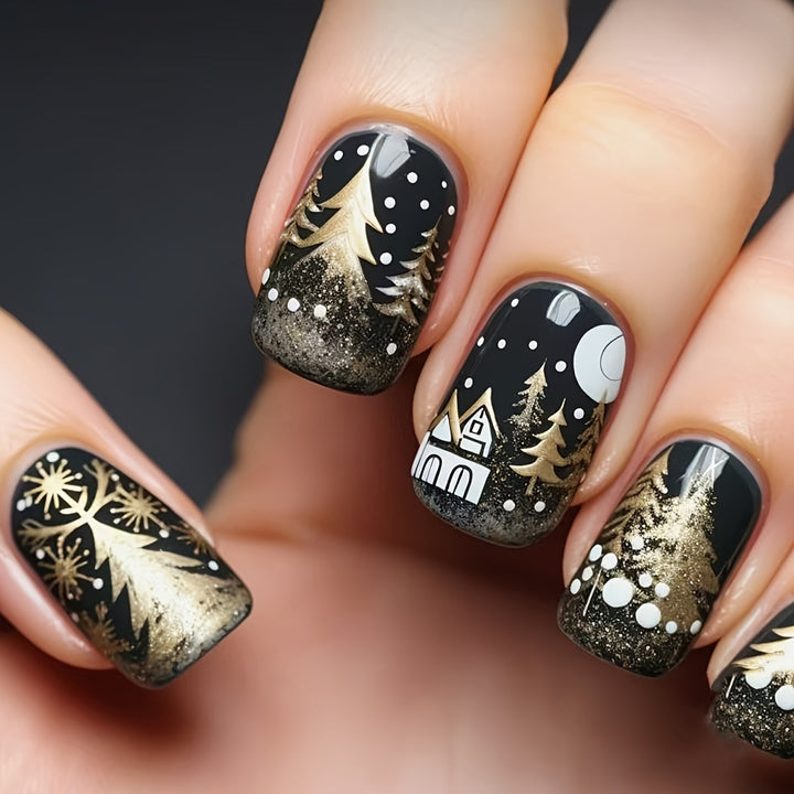 Festive Winter Pattern Nail Art Bowlift