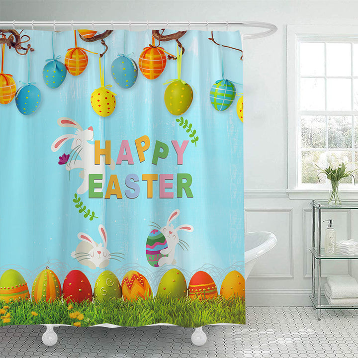 Whimsical Bunny Print Shower Curtain Bowlift