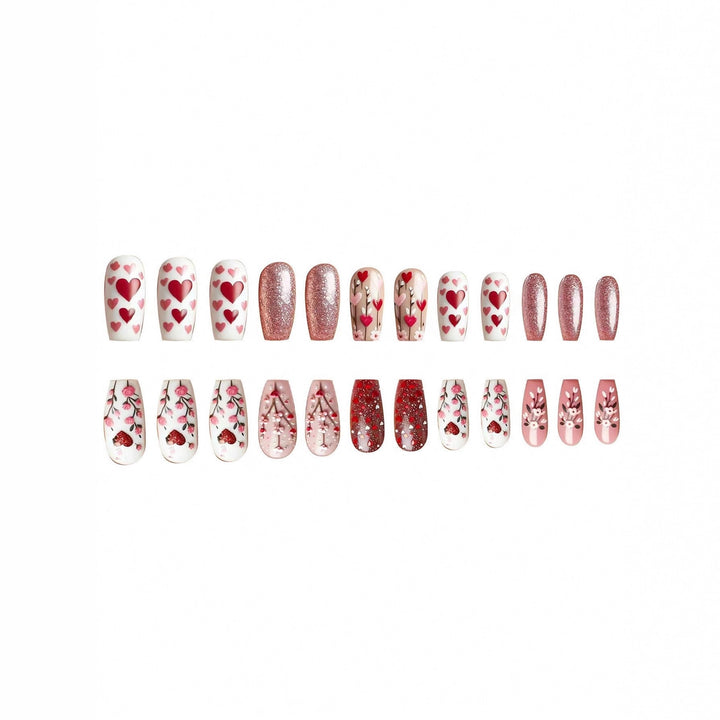Heart-Themed Decorative Press-On Nail Art Bowlift