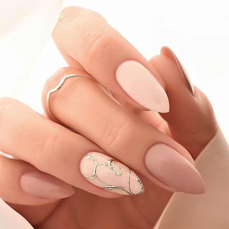 Artificial nail set with elegant flower pattern Bowlift