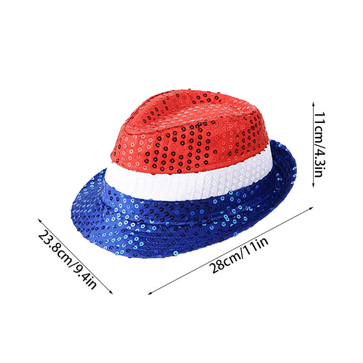 Women's Independence Day sequin flag-inspired hair bow clip with alligator clasp and rhinestone center Bowlift