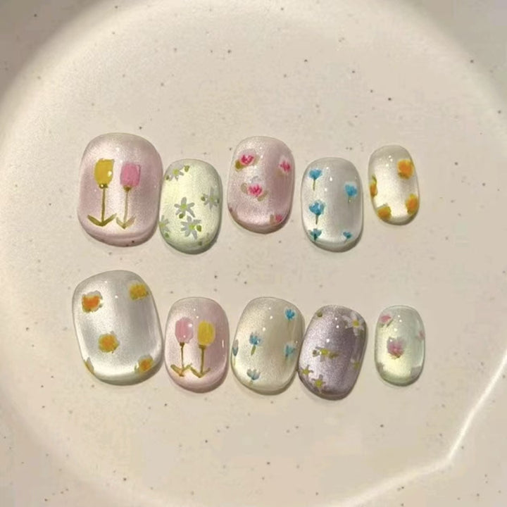 Floral Design Press-On Nails Bowlift