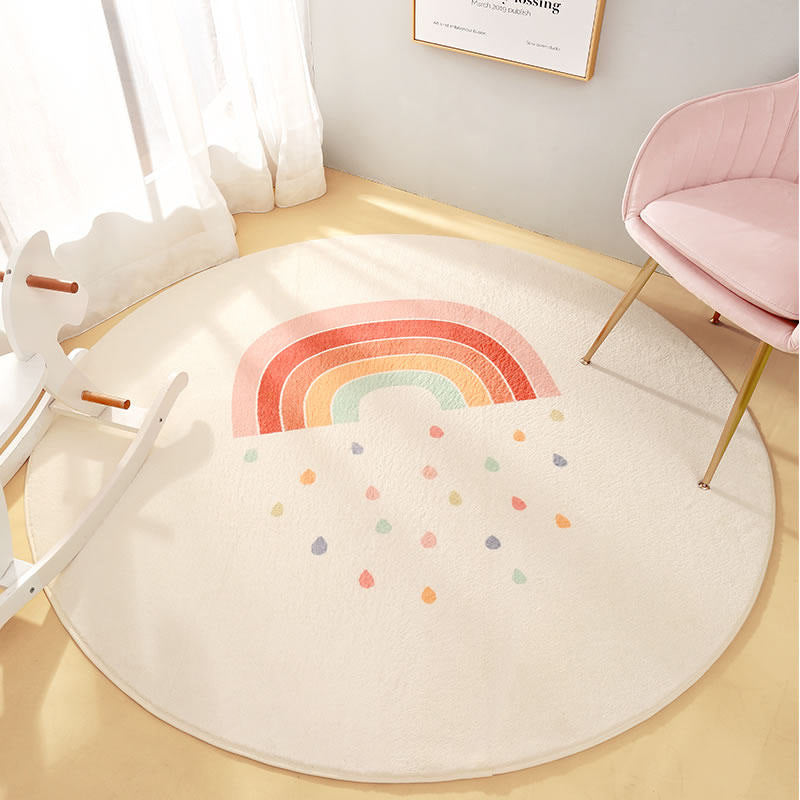 Round Rainbow-Themed Area Rug Bowlift