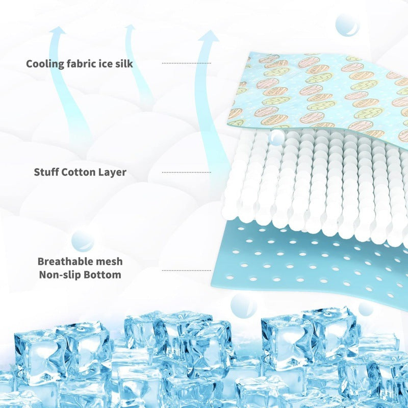 Unisex nan self-cooling pet cooling mat with pressure-activated gel core and non-slip bottom Bowlift