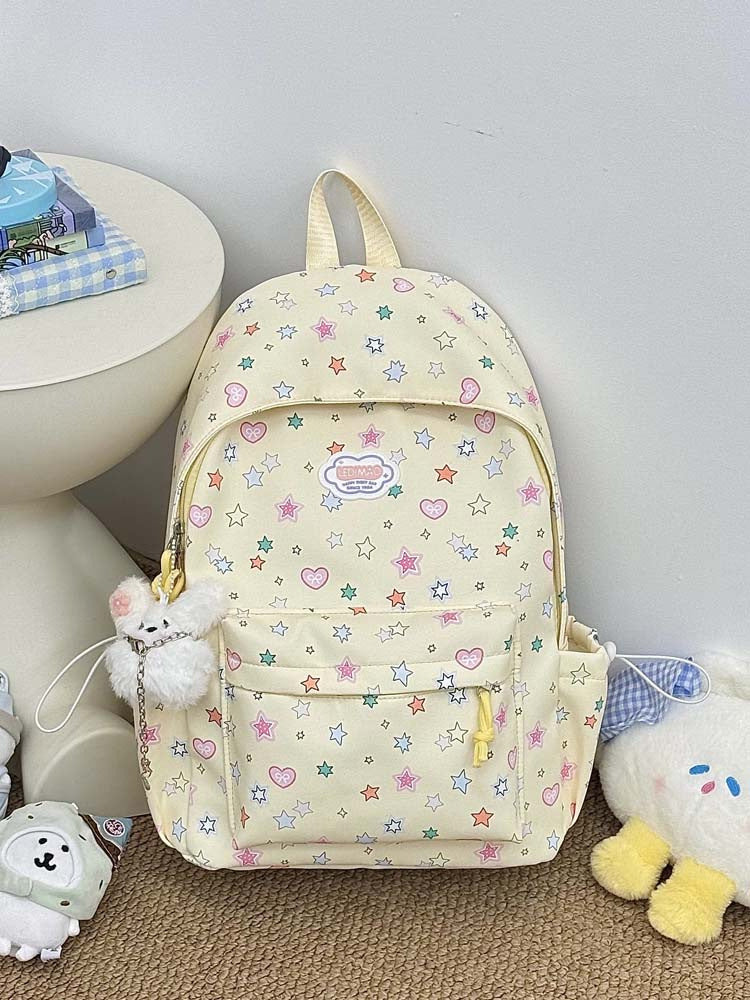 Cute Star and Heart Patterned Backpack