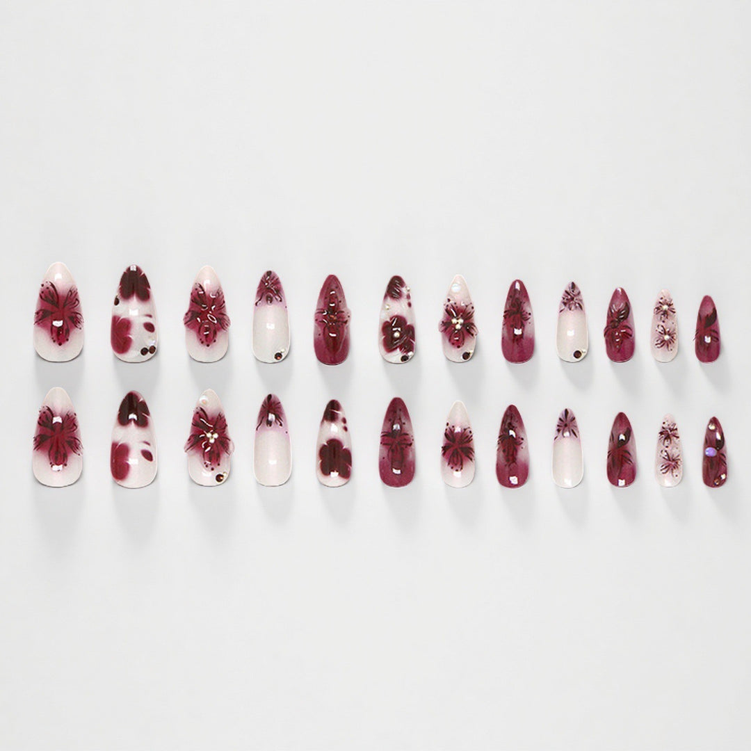 Floral 3D Press-On Nail Set Bowlift