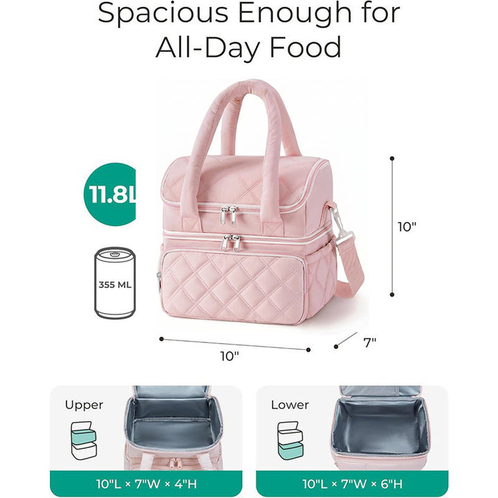 Stylish Quilted Insulated Lunch Tote Bowlift