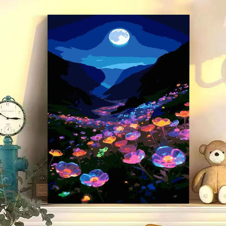 Nighttime Floral Landscape Canvas Art Bowlift