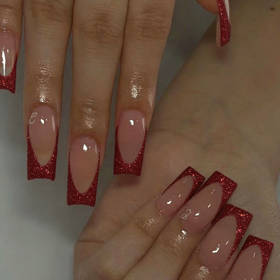 Glitter Tip Stiletto Press-On Nail Set Bowlift