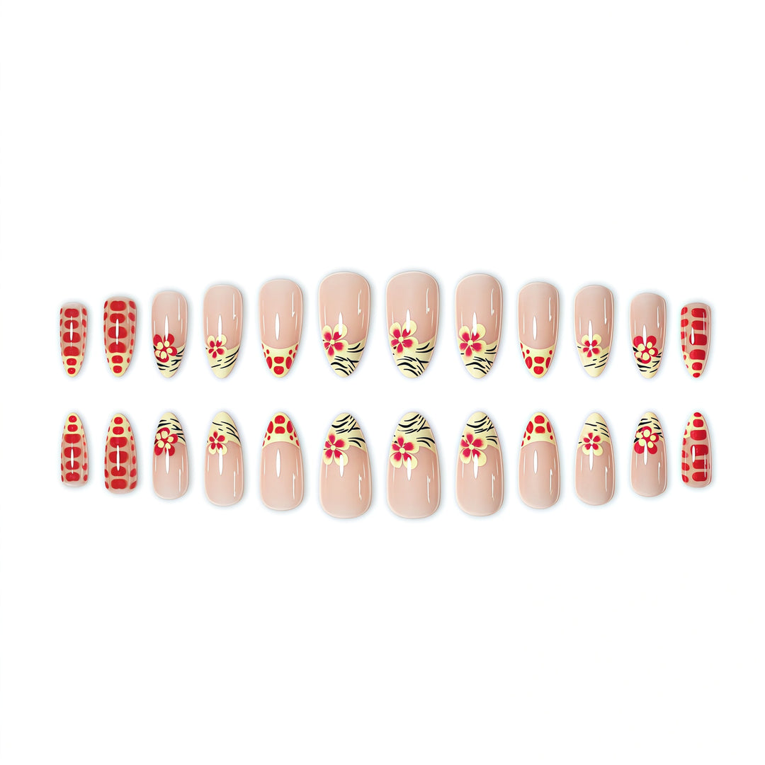 Artistic Floral Design Press-On Nail Extensions Bowlift