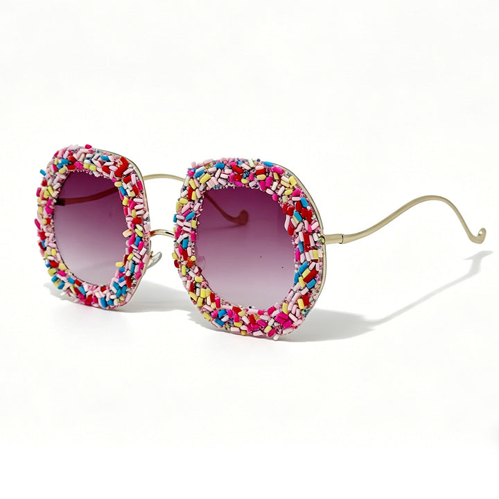 Ladies creative designer sunglasses with colorful jewelry frame Bowlift