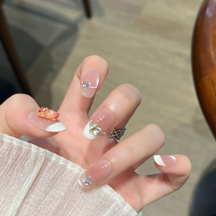 Artistic Press-On Nail Set Bowlift