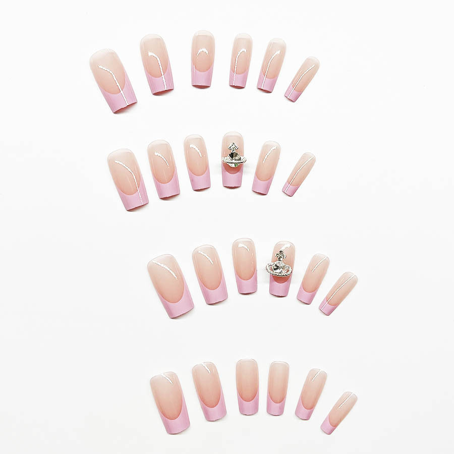Acrylic nail set with luxurious floral and rhinestone decorations Bowlift