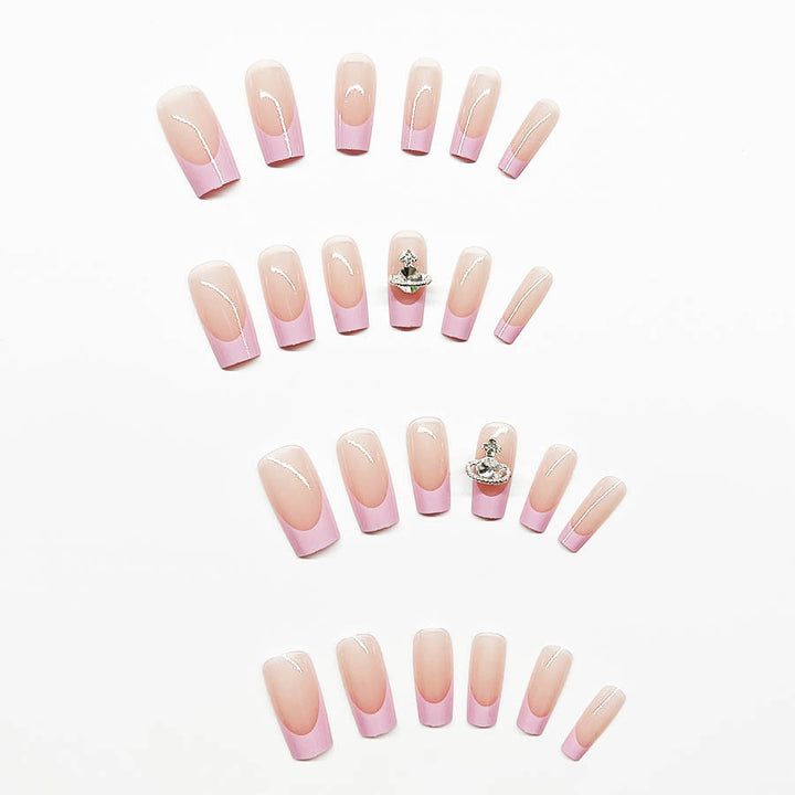 Acrylic nail set with luxurious floral and rhinestone decorations Bowlift