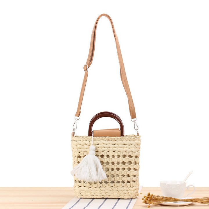 Designer handbag with stylish wooden handle and practical detachable shoulder strap Bowlift