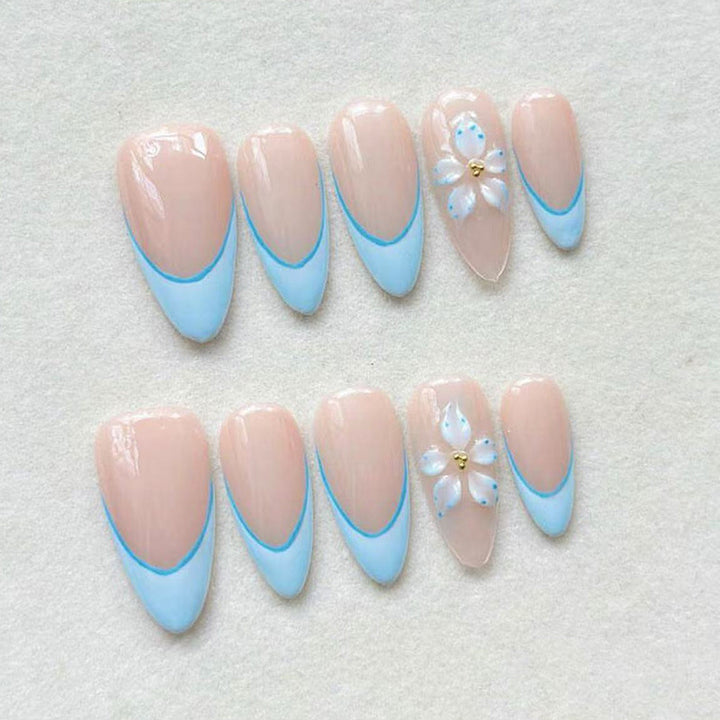 Artistic French Tip Press-On Nails Bowlift