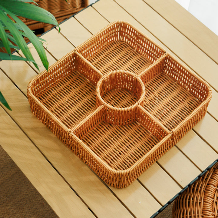 Multi-Compartment Woven Storage Basket Bowlift