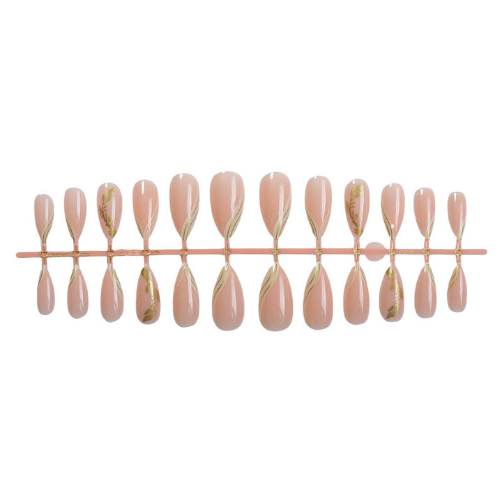 Elegant Press-On Nail Set with Floral Accent Designs Bowlift