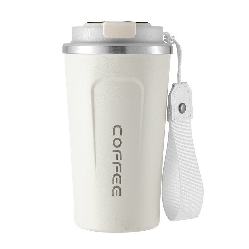 Insulated Stainless Steel Travel Coffee Tumbler with Leakproof Lid and Carry Strap Bowlift