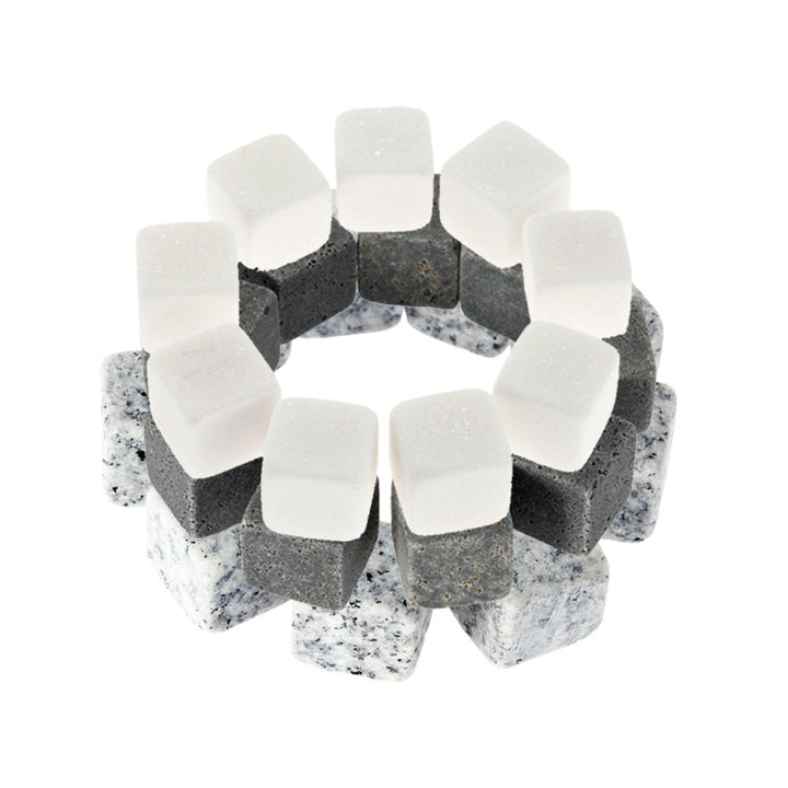 Reusable Whiskey Chilling Stone Cubes with Velvet Drawstring Pouch Bowlift