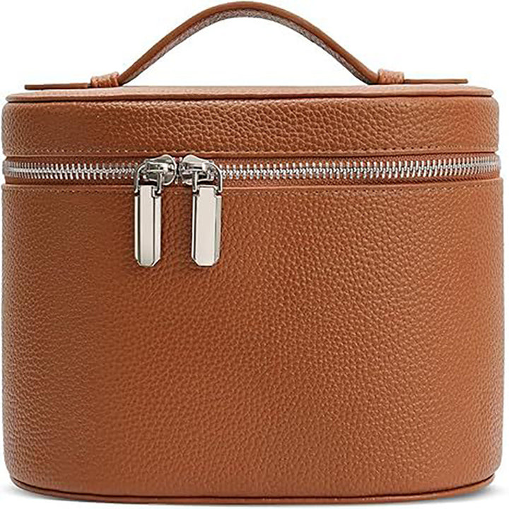 Cosmetic bag with practical carrying handle and double zipper Bowlift