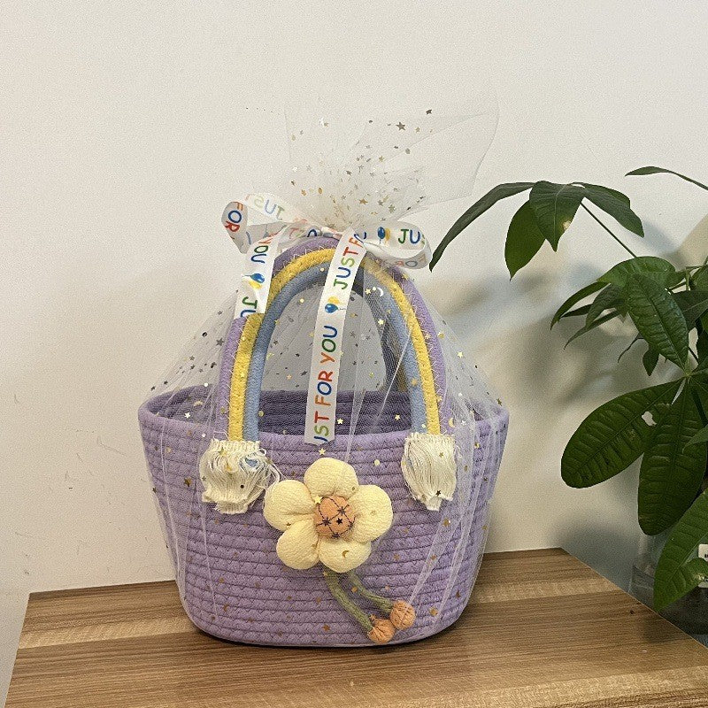 Women's handmade basket bag with color-coordinated handle accents Bowlift