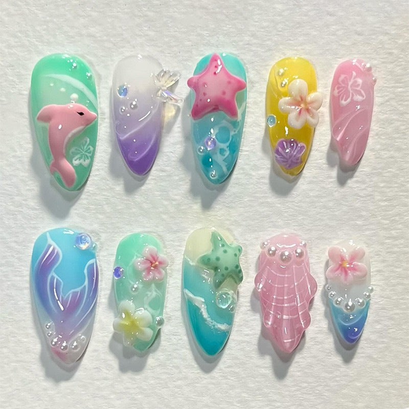 Thematic Underwater Nail Art Press-On Set Bowlift
