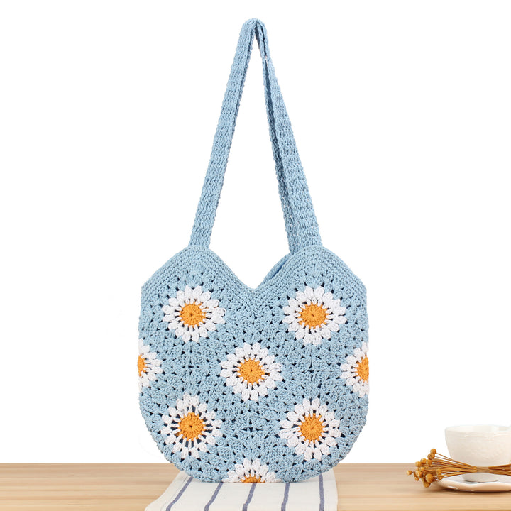 Crochet shoulder bag with floral designs Bowlift