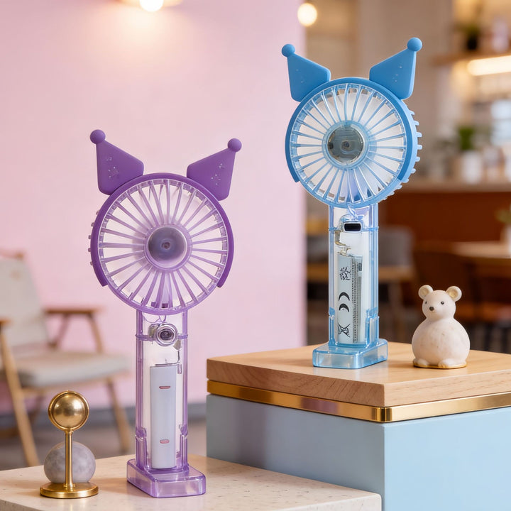 Women's Portable Hand Fan with USB Charging Function and Creative Cat Ear Design Bowlift