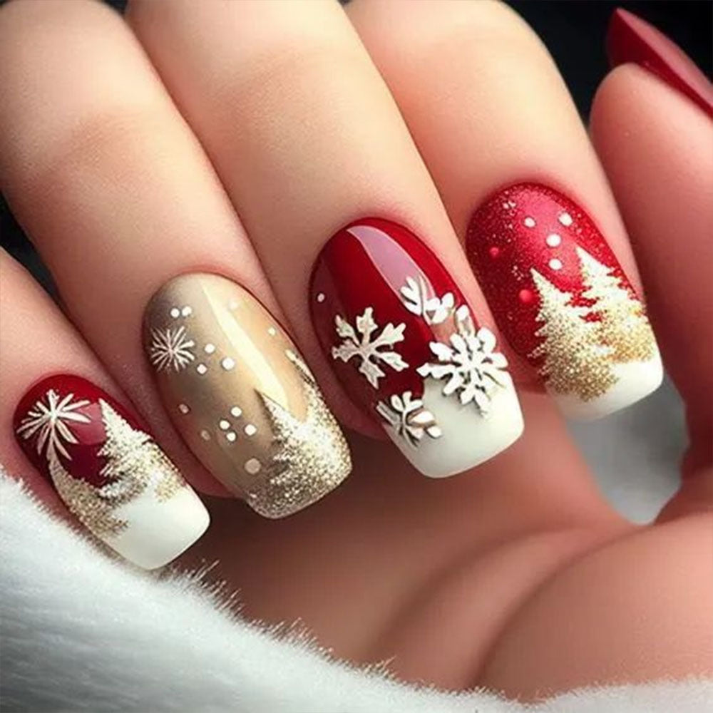 Artificial nails with festive winter design Bowlift