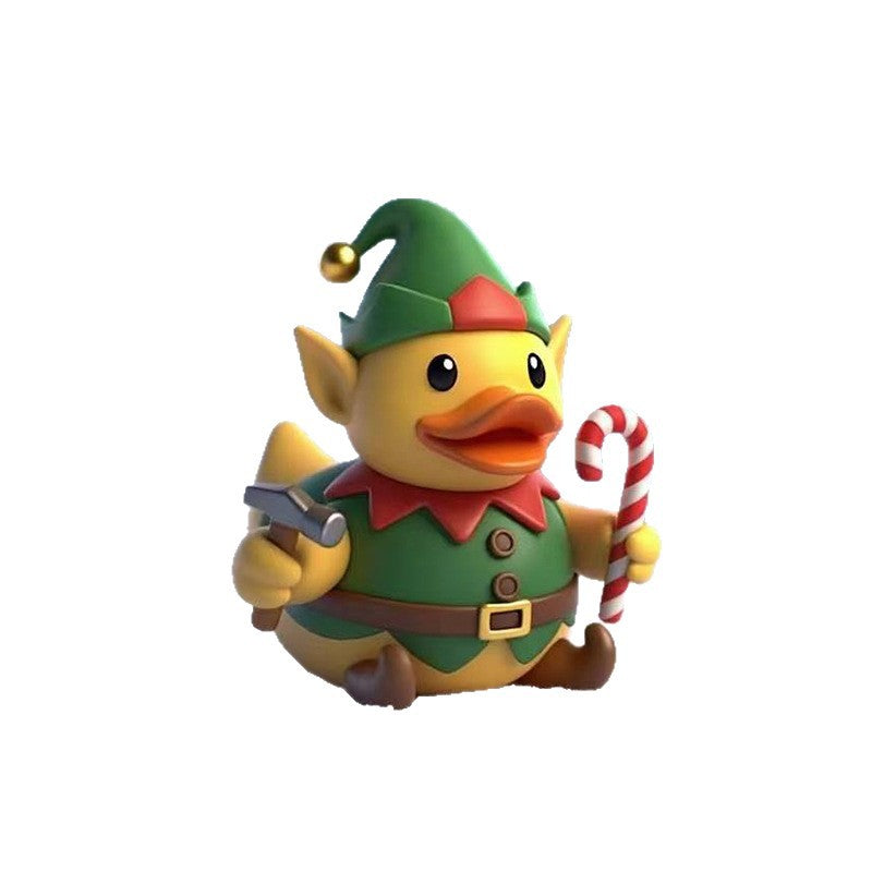 Funny rubber duck in craftsman's outfit Bowlift