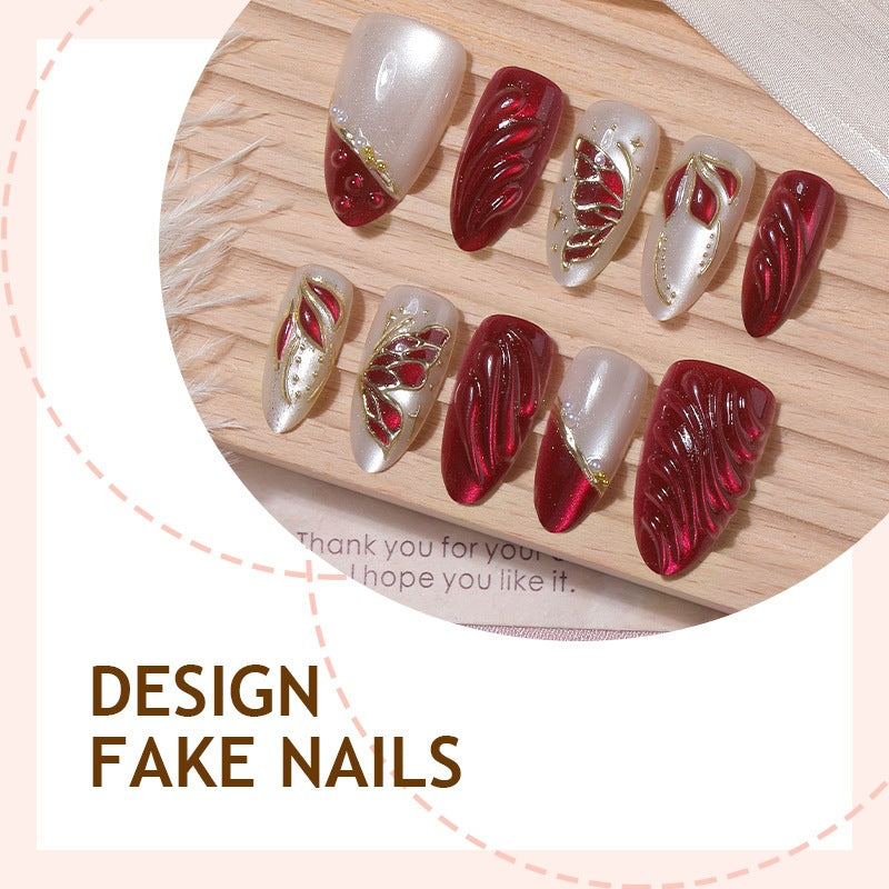 Acrylic nail set with glamorous 3D design and luxurious embellishments Bowlift