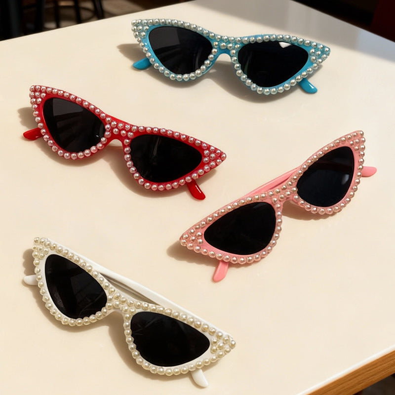Pearl-Embellished Cat Eye Sunglasses Bowlift