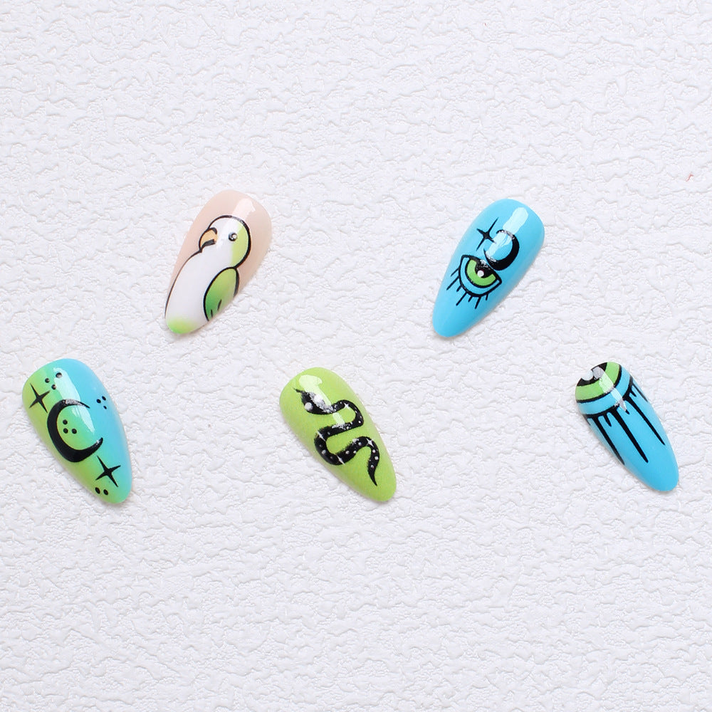 Artificial nail set with playful animal designs and eye-catching 3D designs Bowlift