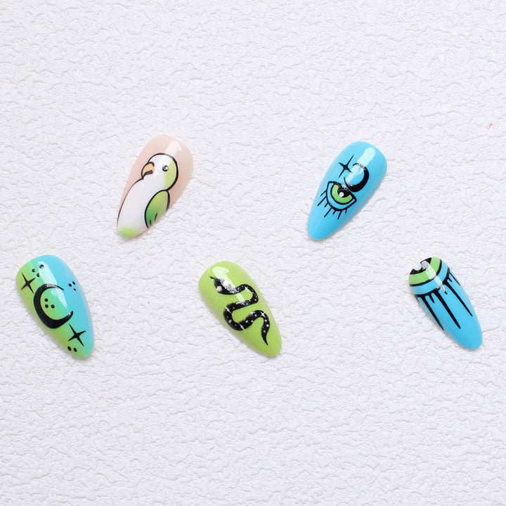 Artificial nail set with playful animal designs and eye-catching 3D designs Bowlift